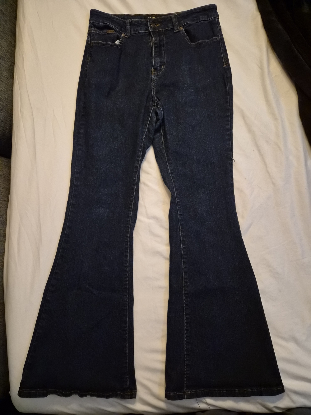 High-Rise Dark Blue Flare Jeans for Women Size 11/28